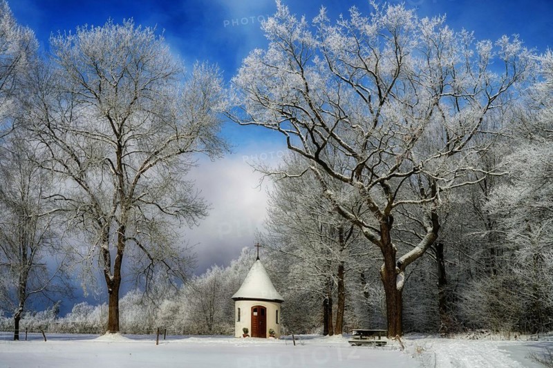 Germany, Upper Franconia, The Fatima Chapel in winter, Fichtelgebirge, Upper Franconia, Germany