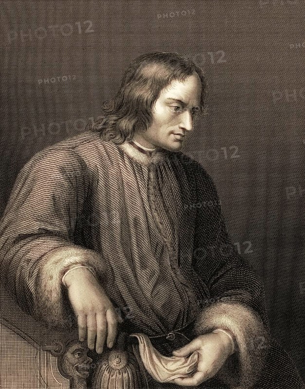 Portrait of Lorenzo I de Medici, or Lorenzo the Magnificent, 1449, 1492, an Italian politician and town lord of Florence