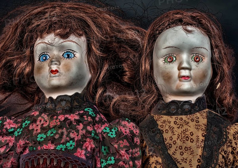 Old dolls, demonic faces