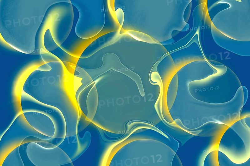 Vivid abstract background with flowing blue and yellow shapes creating a visually soothing scene, perfect for creative projects