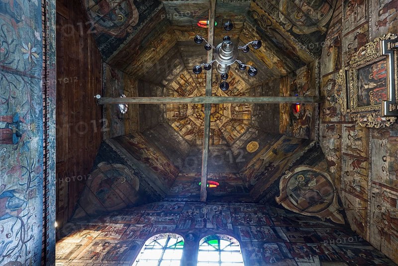 Vaulted ceiling of St. George's Orthodox Church, around 1500, wooden church, Drochobych, Ukraine