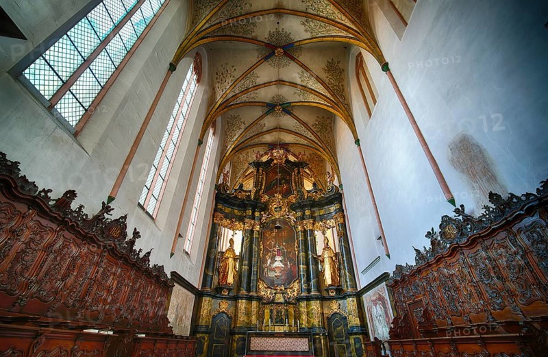 Interior view, view of the choir room, choir stalls, Dominican Church, Bad Wimpfen, Kraichgau, Baden-Württemberg, Germany