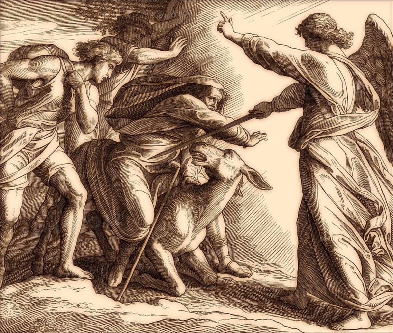 Balaam and the angel, Balaam's Donkey, Old Testament, by Julius Schnorr von Carolsfeld, 1860