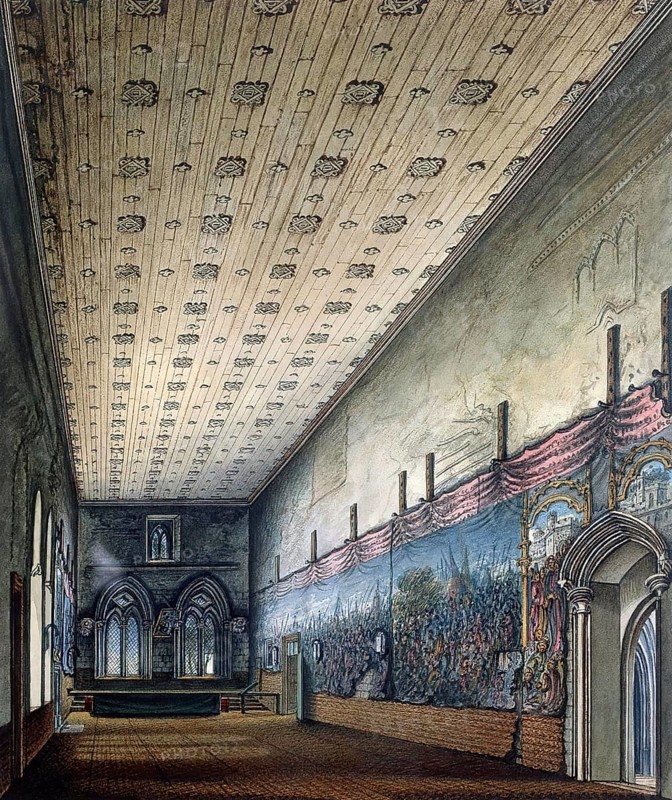 Painted Chamber, part of the medieval Palace of Westminster, Westminster, London, UK, 1807
