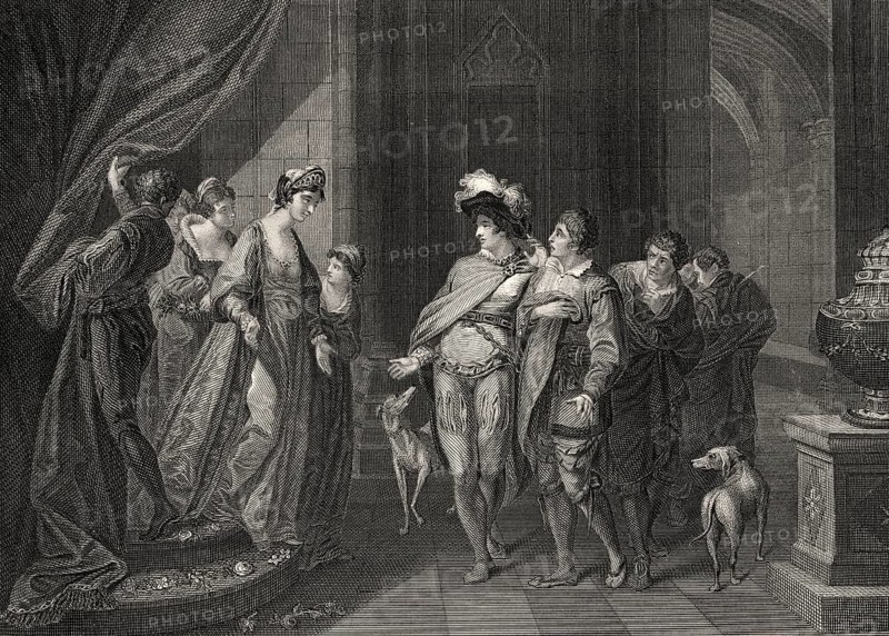 Das Gespräch zwischen König Edgar oder Eadgar von England, 944-975, und Elfrida oder Aelfthrith, um 970 n. Chr.