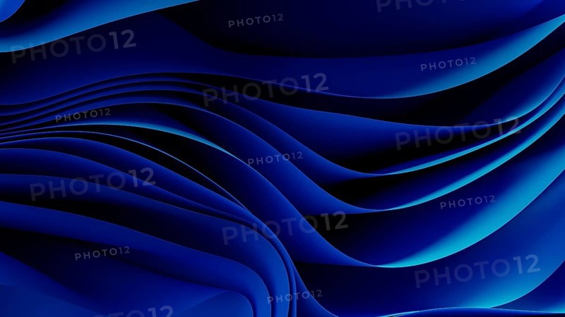 Smooth, flowing blue waves form an abstract background, resembling a digital landscape. The design evokes a sense of technology and modernity, suitable for various applications