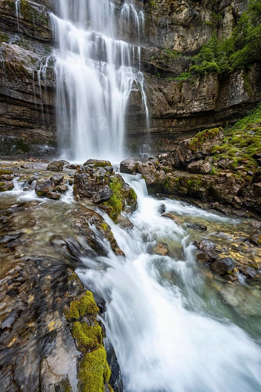 Cascata di Mezzo waterfall, long exposure, Vallesinella, Brenta, Trentino, Italy