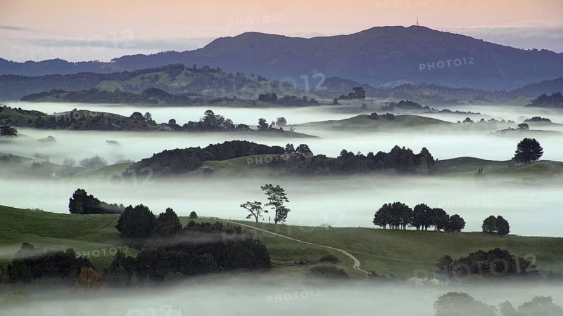 New Zealand, North Island in fog, landscape, fog, mountains, North Island, New Zealand