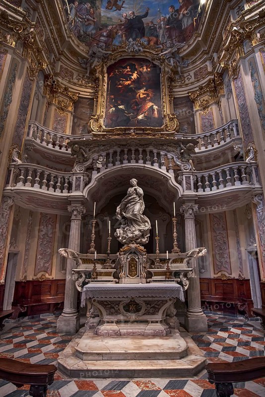 Chancel of the church of San Filippo Neri, built in 1749, Via Lomellini, Genoa, Italy
