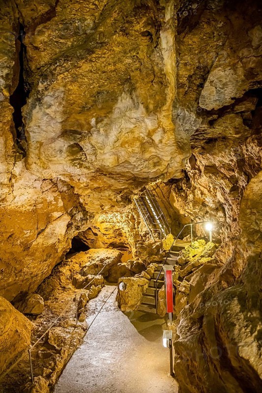 Laichingen Deep Cave, Swabian Alb. This attraction is the only shaft cave in Germany that has been converted into a show cave. The cave is accessible to a depth of 55 metres. Laichingen, Baden-Württemberg, Germany