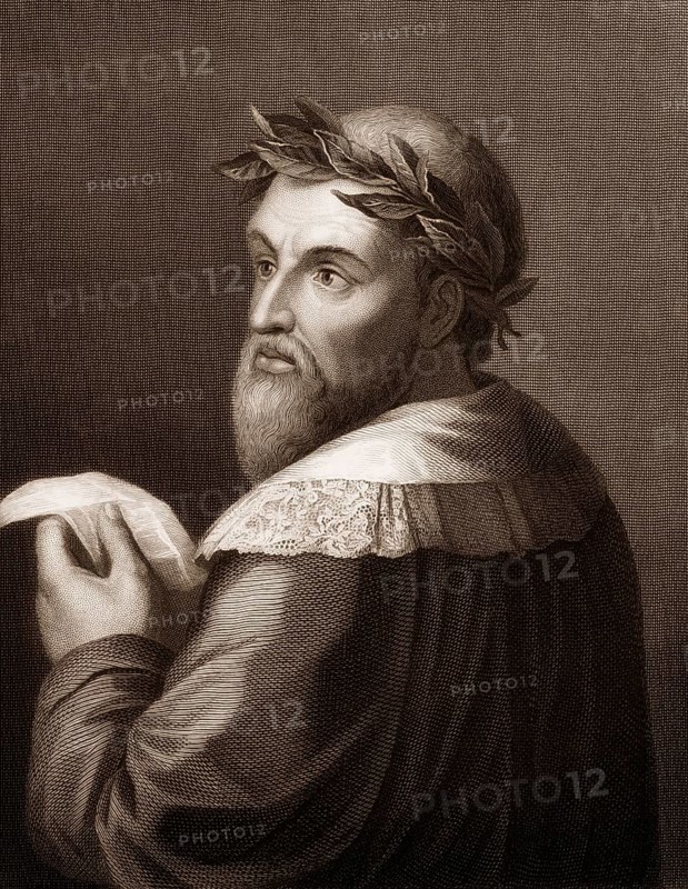 Steel engraving, c. 1860, Ludovico Ariosto or Ariost, 1474 - 1533, an Italian humanist, author and soldier, Ludovico Ariosto oder Ariost, 1474 - 1533, ein italienischer Humanist, Militär und Autor