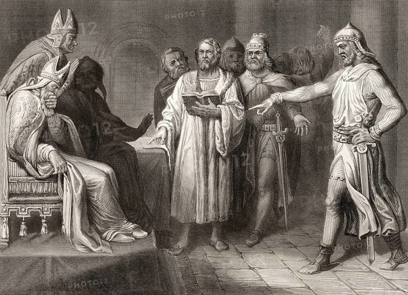 John Wycliffe, 1330, 1384, an English church reformer before a court