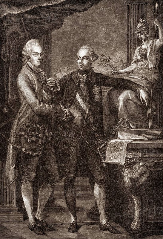 Leopold II, 1747-1792, with his brother Joseph II, 1741-1790, Holy Roman Emperors
