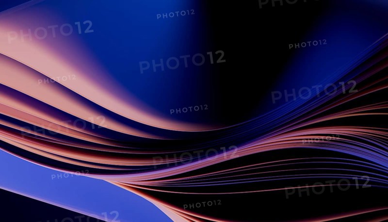An abstract 3D depiction of flowing blue and purple waves, creating a sense of dynamic motion and energy. The soft curves and gradients enhance the fluidity and visual interest