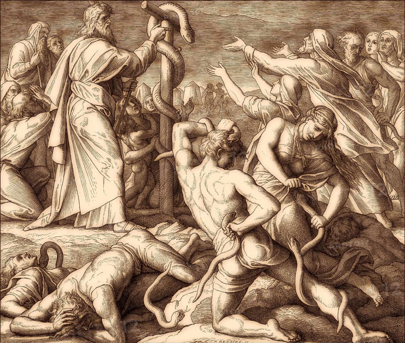 Bronze Serpent, Old Testament, by Julius Schnorr von Carolsfeld, 1860