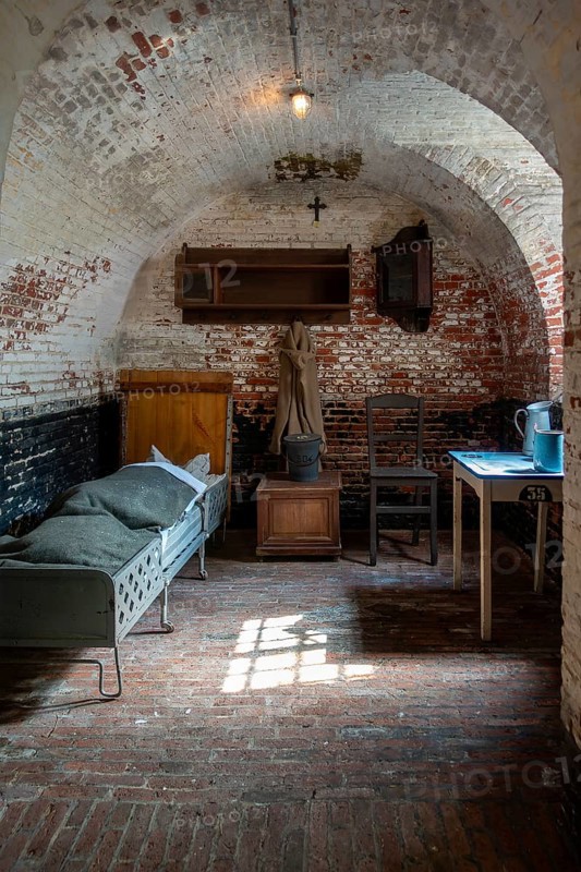 Interior of old jail cell at the prison museum at Merksplas near Hoogstraten, province of Antwerp, Flanders, Belgium