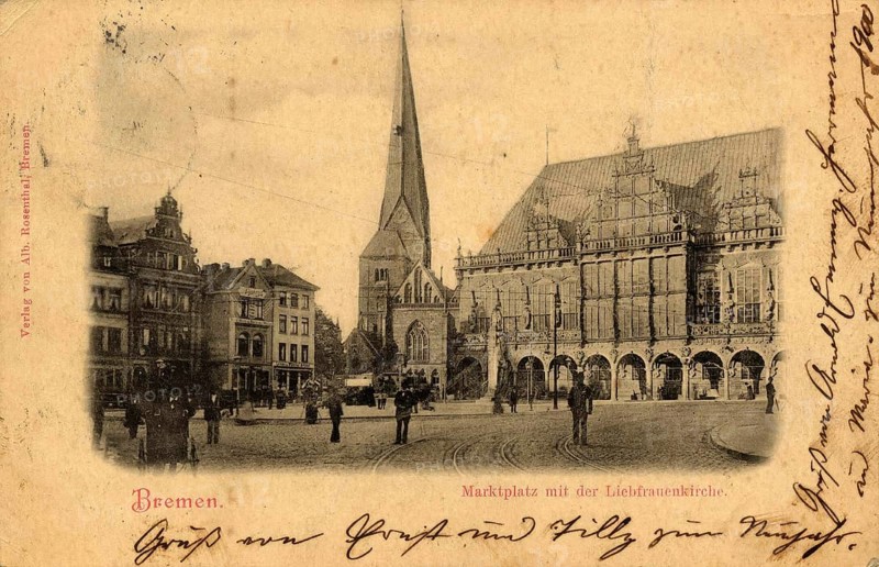Historical postcard around 1900, Bremen, Germany, reproduction of a postcard, historical