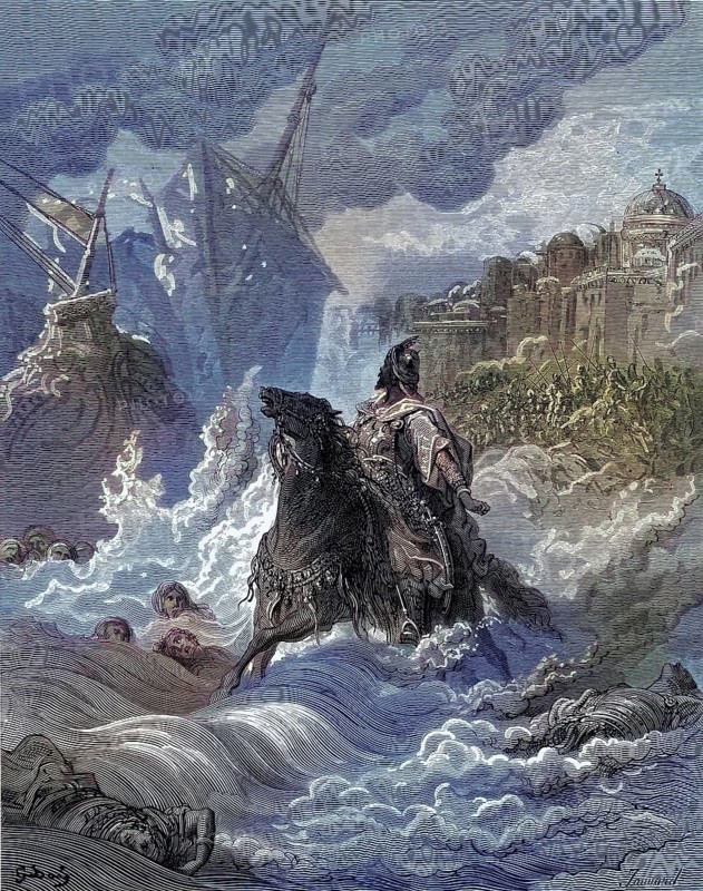 Mohammed II in front of Constantinople 1453, Historical, digitally restored reproduction from a 19th century original, Record date not stated