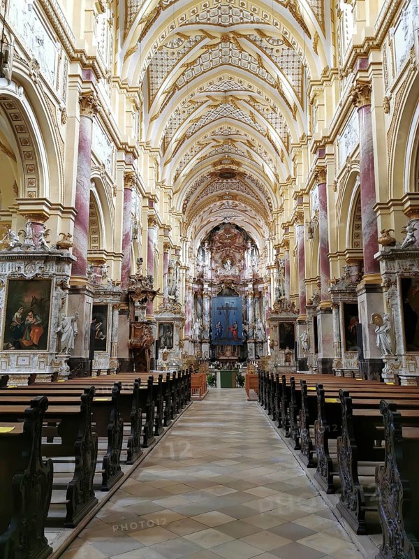 View of the high altar, Former abbey church, monastery church of the former Cistercian abbey of Ebrach, Bamberg district, Upper Franconia, Bavaria, Germany