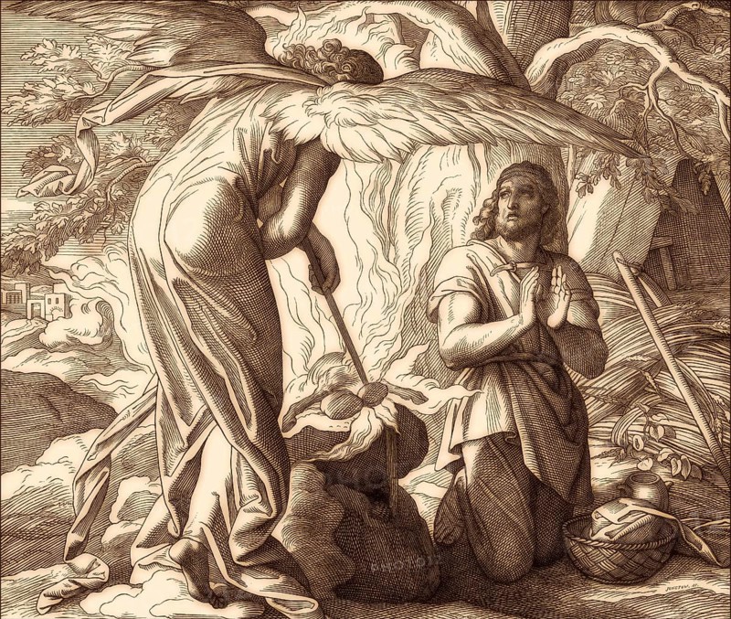 Gideon with the Angel of the Lord, Old Testament, by Julius Schnorr von Carolsfeld, 1860