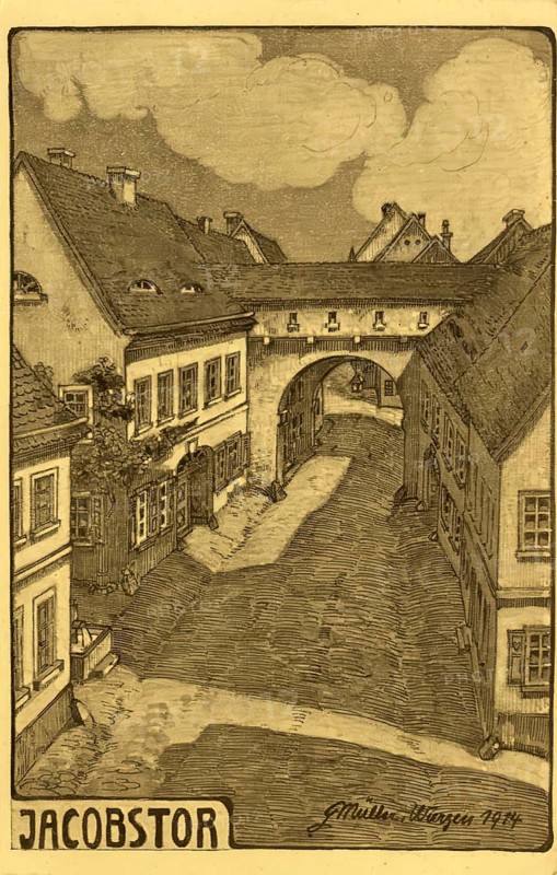 Historical postcard, picture postcard, Jacobstor, Wurzen, Saxony, Germany, digitally enhanced reproduction of an original from around 1900, picture postcard