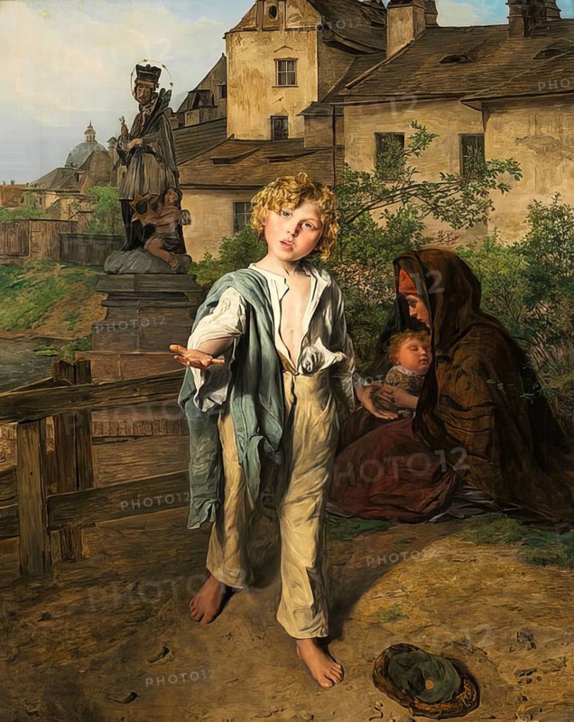 The Beggar Boy from Magdalengrund in Vienna, Austria, Painting by Ferdinand Georg Waldmüller (15 January 1793 - 23 August 1865), one of the most important Austrian painters of the Biedermeier period, Historic, digitally restored reproduction from a 19th century original, Record date not stated