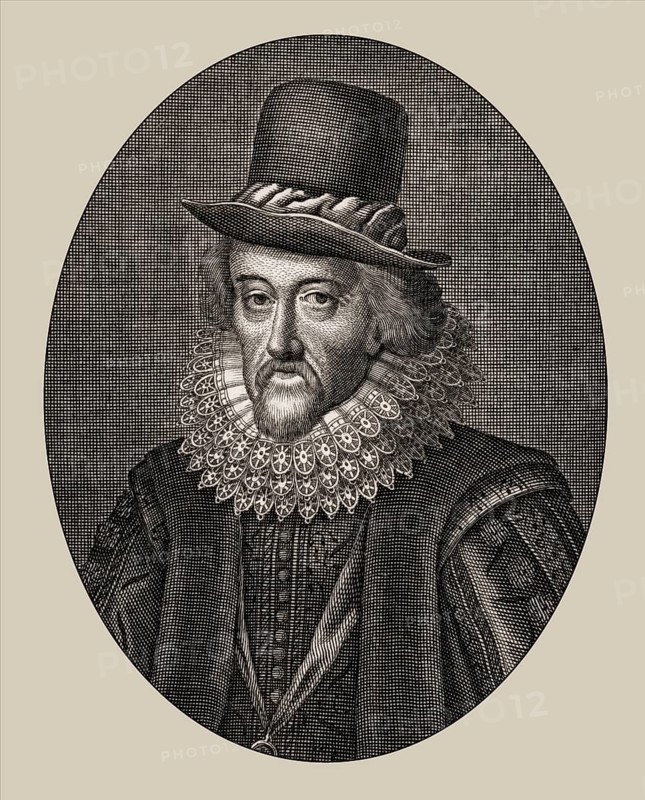 Portrait of Sir Francis Bacon, Baron Baco of Verulam, 1561 - 1626, English lawyer, statesman, essayist, historian, intellectual reformer, philosopher and scientist, digitally edited