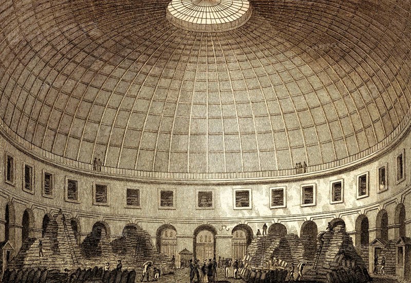 The Halle aux blés, Paris, antique steel engraved print, 1831