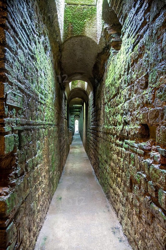 UNSECO World Heritage Site in Trier: underground corridors of the Imperial Baths, remains of an ancient Roman bathing complex