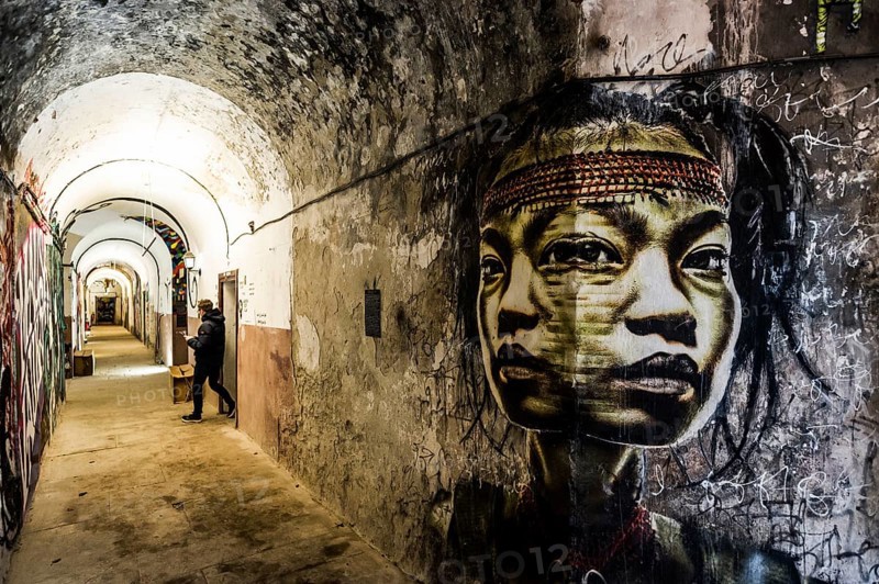 Street art, graffiti, MAUSA VAUBAN, Museum of Urban Art and Street Art, Vauban Fortress Neuf-Brisach, UNESCO World Heritage Site, Haut-Rhin Department, Alsace, France