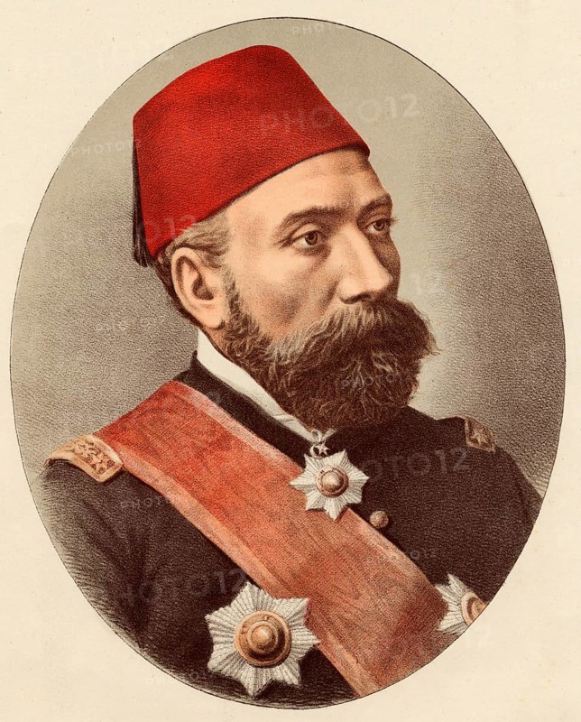 Osman Nuri Pasha or Pasa, 1832-1900, also known as Ghazi Osman Pasha. Ottoman Pasa and Field Marshal, Historical, digitally restored reproduction from a 19th century original, Record date not stated