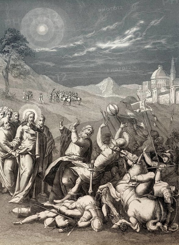 The arrest of Jesus Christ, Garden of Gethsemane, New Testament, steel engraving 1853, digitally restored