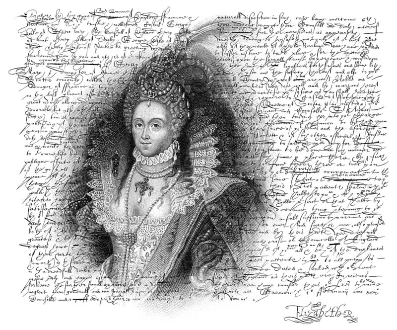 Faksimile des Hinrichtungsbefehls für Maria Stuart, Königin der Schotten, verfasst von Elisabeth I. (1533-1603), Königin von England, am 1. Februar 1587
