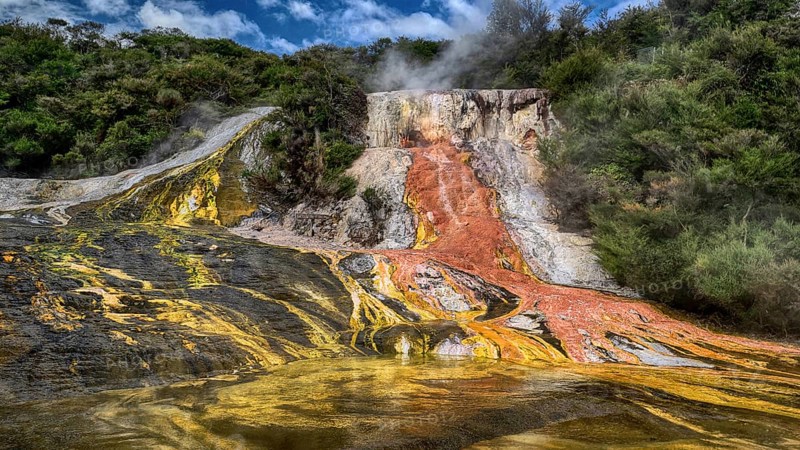 New Zealand, North Island, Orakei Korako Geothermal Area, Geyser, Hot Springs, Orakei Korako, North Island, New Zealand