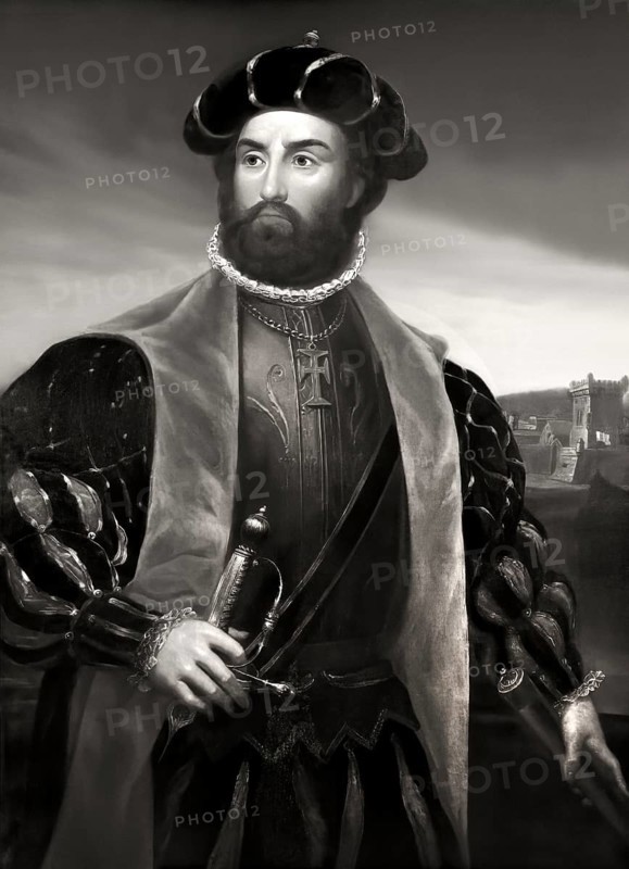 Vasco da Gama, c. 1460s – 1524, Portuguese explorer, digitally edited according to a painting by António Manuel da Fonseca