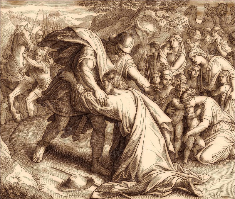 Jacob and Esau Reunited, Old Testament, by Julius Schnorr von Carolsfeld, 1860