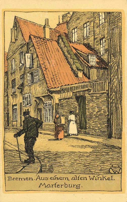 Historical postcard around 1900, Bremen, Germany, reproduction of a postcard, historical