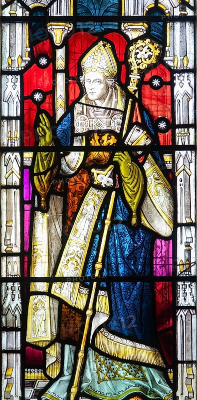 Stained glass window depicting Bishop Thomas Ken 1637–1711, Ansford church, Somerset, England, UK by Drake of Exeter c 1895