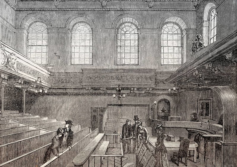 Interior view of High Court of Justiciary, Edinburgh, Scotland, 19th century