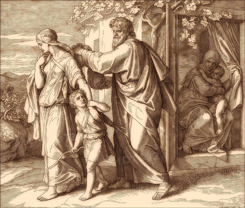 Hagar and Ishmael Sent Away, Old Testament, by Julius Schnorr von Carolsfeld, 1860