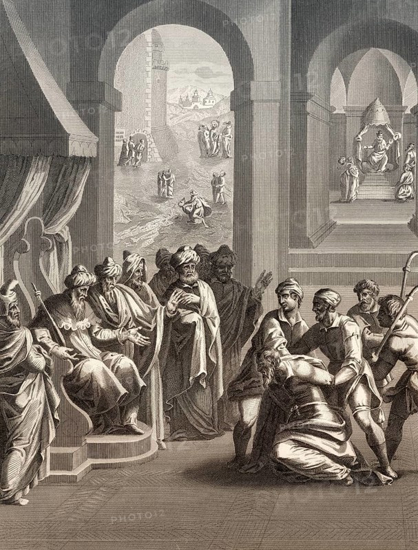 The Parable of the Unforgiving Servant, steel engraving 1853, digitally restored