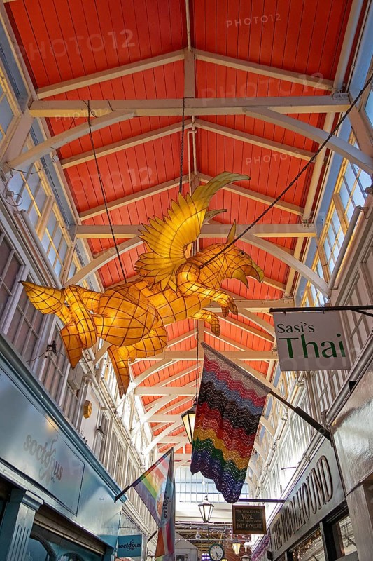Interior shot, dragon, Covered Market, Oxford, England, Great Britain