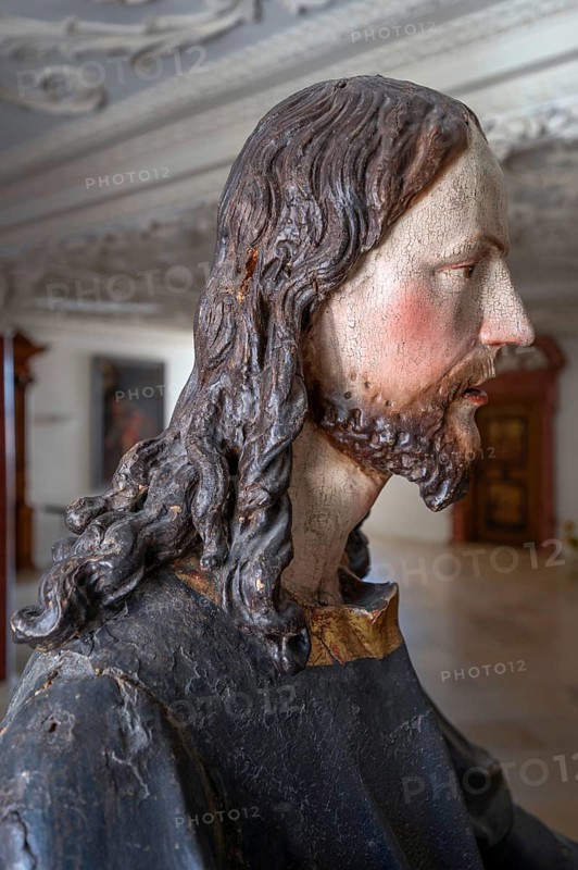 Palmesel wooden figure around 1880, Christ detail, Dominican convent Wettenhausen, Swabia, Bavaria, Germany