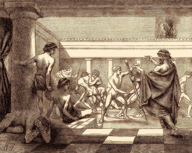 Young Spartans Exercising at the Dromos of Sparta, ancient Greece