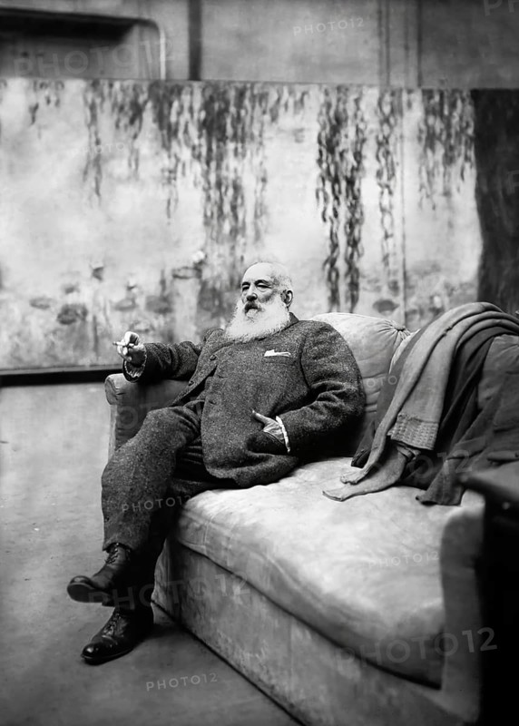 Portrait of Claude Monet, studio at Giverny, 1840 – 1926, French painter and founder of Impressionism, digitally optimized based on a historical photograph