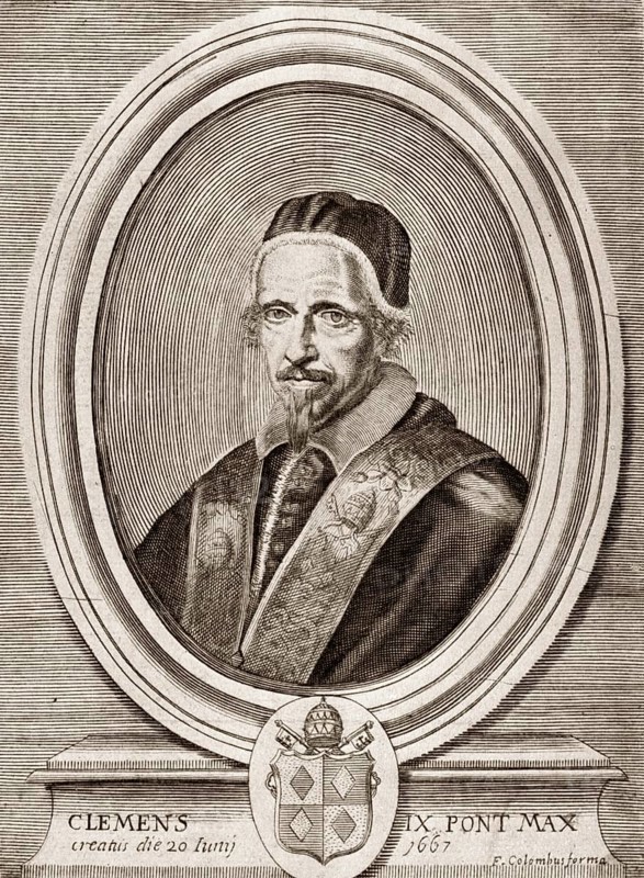 Pope Clement IX, 1600 –1669, was Pope from 20 June 1667 to his death in 1669