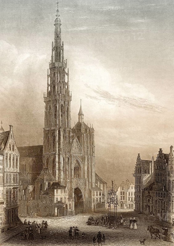 Cathédrale Notre-Dame, Cathedral of Our Lady, Antwerp, Flanders, Belgium, 19th century