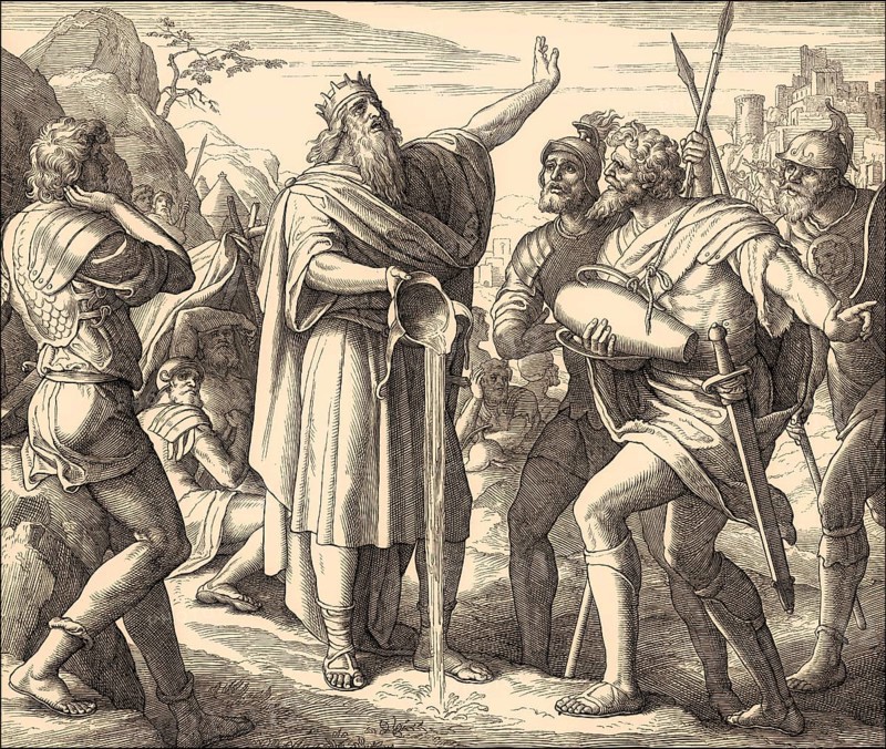 David pouring out the water, Old Testament, by Julius Schnorr von Carolsfeld