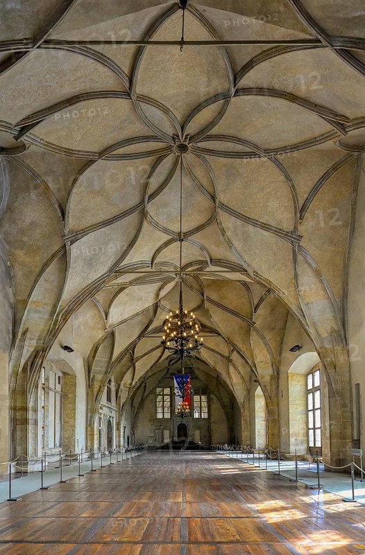 Prague Castle, Old Royal Palace, Vladislav Hall and ceiling, Prague, Czech Republic