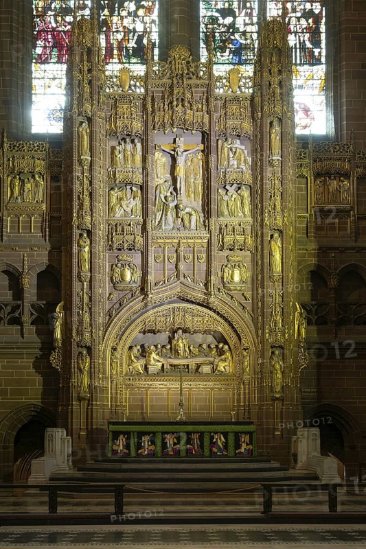 Altar reredos interior of Anglican Cathedral Church of Christ in Liverpool, Liverpool cathedral, Liverpool, England, UK